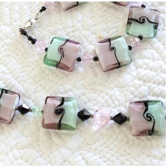 NEW Chunky Hard Candy GLass Bead Necklace and Bracelet set - Picture 4 of 11